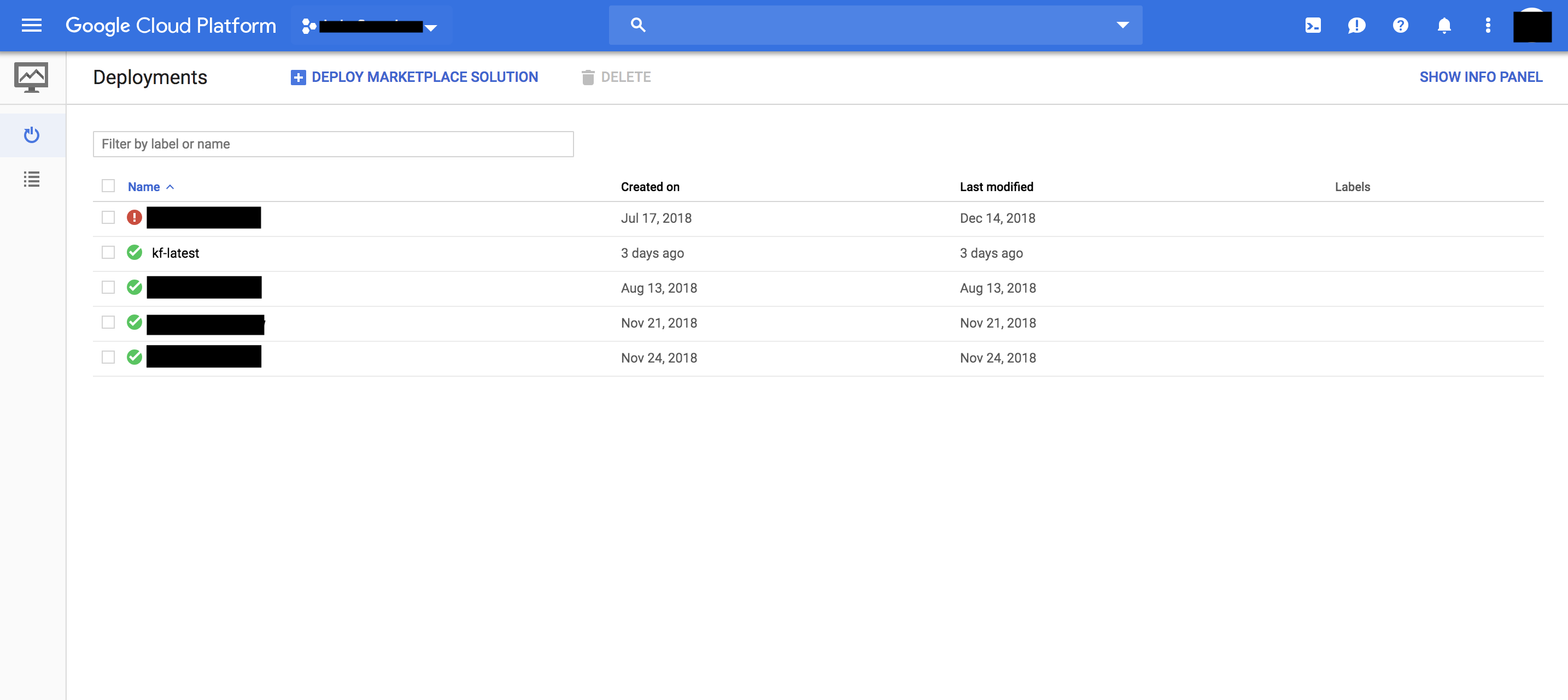Deployment Manager in GCP Console